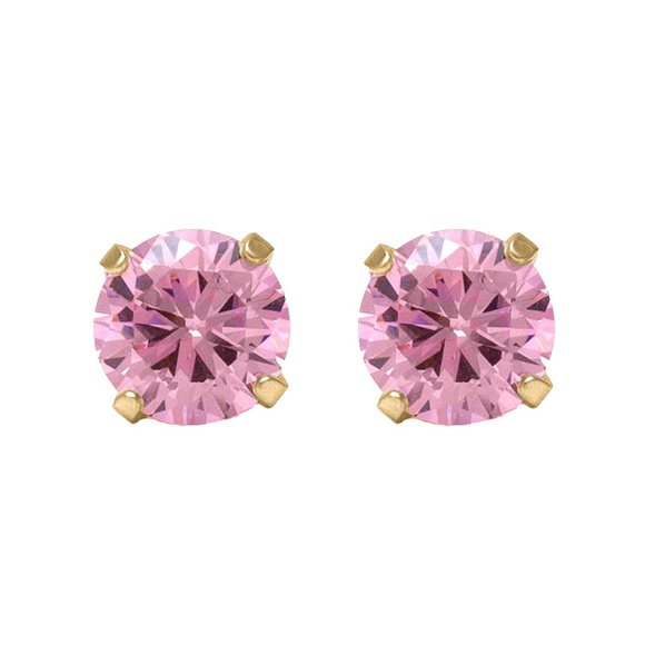 Studex Gold plated 3MM Cubic Zirconia Pink Ear Piercing Earrings - Picture 2 of 5